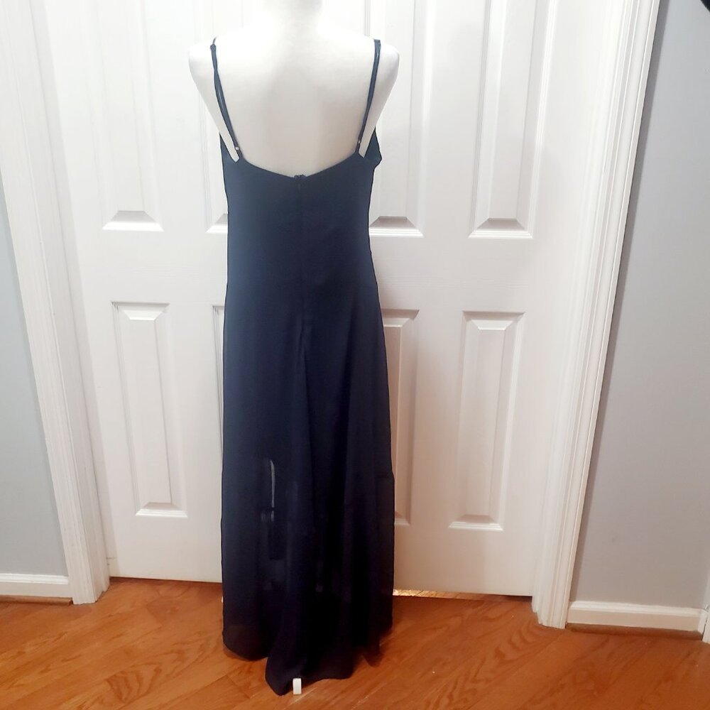 Bar III Navy Maxi Dress Size 12 Slip Dress Spaghetti Strap Flowy Elegant Minimal - Picture 3 of 12